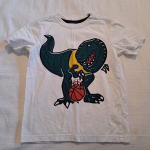 Gymboree boys size 4T short sleeve white dinosaur shirt VGUC